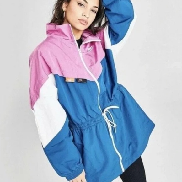 Nike women’s Sportswear Icon Clash Woven Track Jacket Blue Pink white 1X  Sporty - Picture 4 of 17
